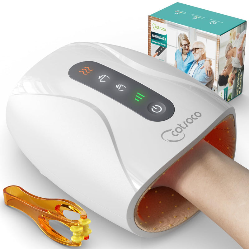 [Australia] - Hand Massager, Cordless Electric Hand Massager for Arthritis and Carpal Tunnel, 6 Levels Therapy Massager with Heat and Compression, Hand and Wrist Massager Machine for Pain Relief White 
