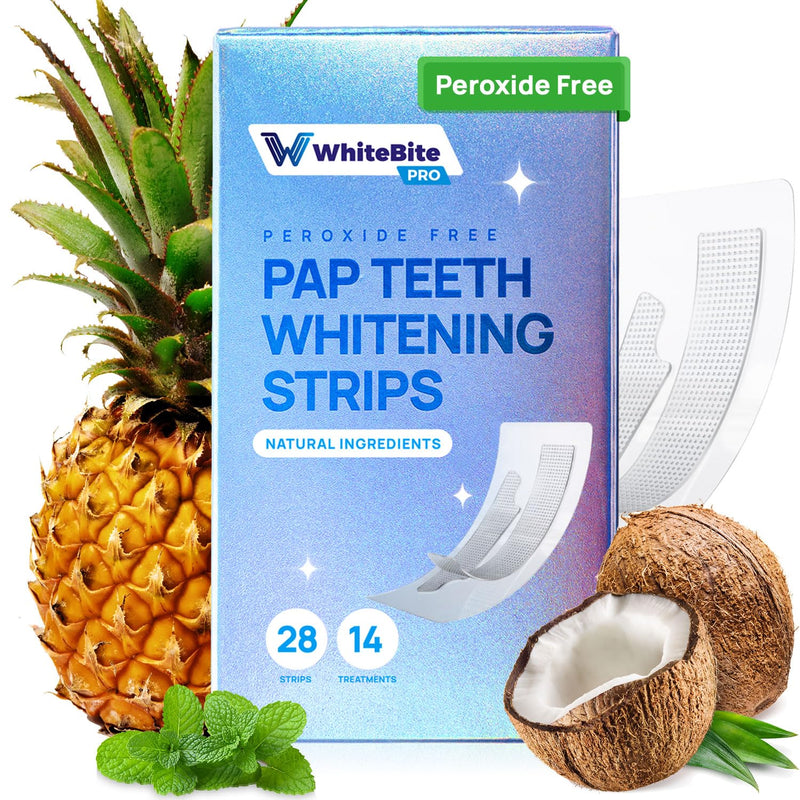[Australia] - Whitebite Pro Natural Pap Teeth Whitening Strips (14 Treatments / 28 Strips) | Pineapple & Coconut Enzyme Formula | Enamel-Safe, Non-Slip, Gentle for Sensitive Teeth 28 Count (Pack of 1) 