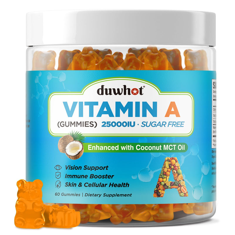 [Australia] - Vitamin A Gummies, 25000IU Vitamin A Supplement from Retinyl Palmitate & Fish Liver Oil, with Coconut Oil for High Absorption, Vision, Skin & Immune Health, Sugar-Free, Non-GMO, 60 Servings 