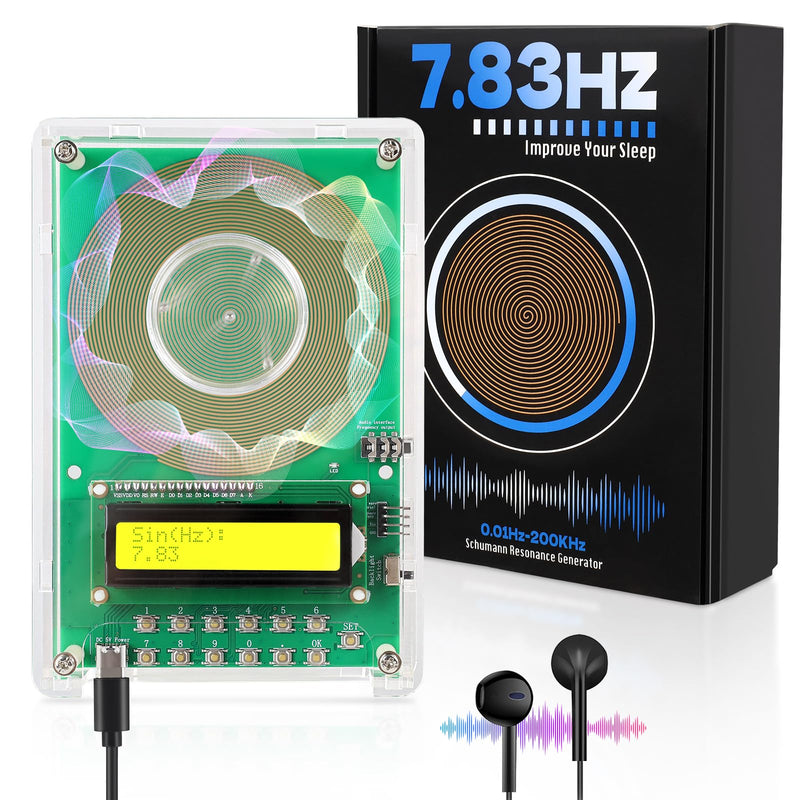 [Australia] - Adjustable Frequency Generator for Healing (0.01Hz-200kHz), 7.83Hz Schumann Resonance Generator, USB-C Powered Sine Wave Signal Generator for Sleep, Yoga, Meditation & Stress Relief with LCD Display 