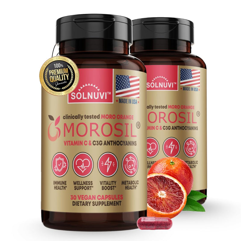 Morosil Clinically Tested C3G Supplement - Metabolism, Antioxidant, Wellness Support for Men & Women - 400mg Moro Red Orange Extract - 30 Veggie Capsules - Non-GMO, Gluten-Free, Vegan-Friendly Morosil 30 Count (Pack of 1)
