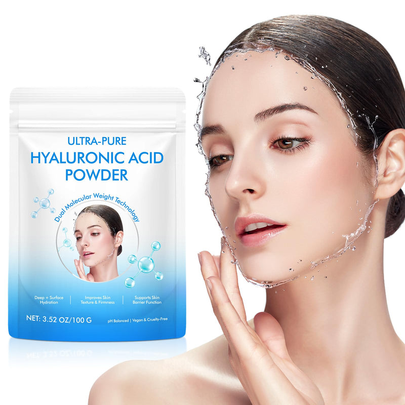 [Australia] - Hyaluronic Acid Powder for Skin (3.52 oz) - 100% Pure Hyaluronic Acid Powder, DIY Organic Hydrating Serum & Anti-Aging Ingredient, 1 Scoop = 1 Bottle of Essence 