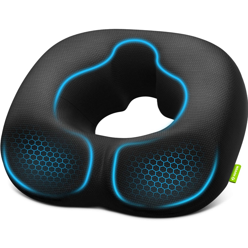 [Australia] - AUVON Sensitive Care Donut Pillow Seat Cushion for Hemorrhoids & Post-Surgery, Sciatica Relief, Donut Chair Cushions with Sloped Design for Thigh Pressure Relief, Memory Foam Lifting Cushions 