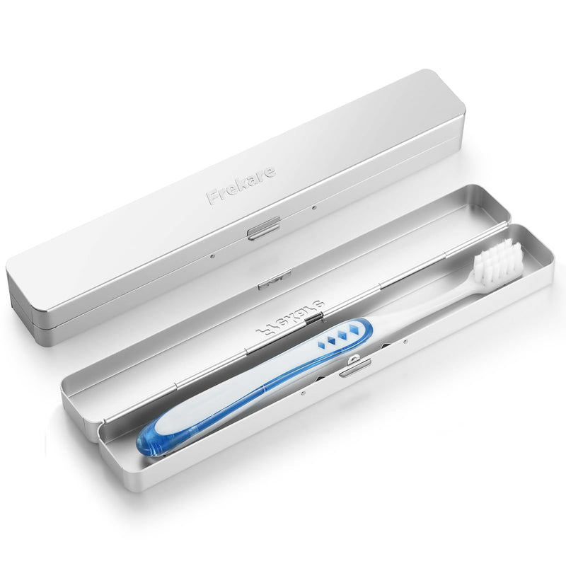 [Australia] - Toothbrush Travel Case Aluminum, Manual Tooth Brush Holder for Traveling, Portable Toothbrush Container for Bathroom, Camping, Business Trip, School (Silver) Silver 