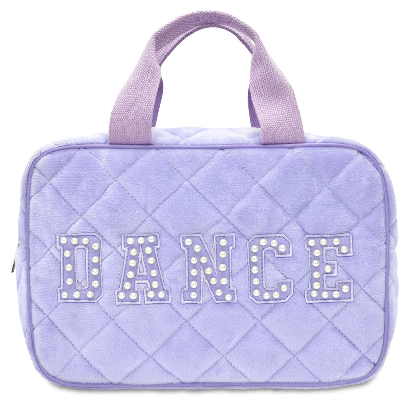 iscream 12.25" x 8.25" Quilted Plush Double Handle Zippered Cosmetic Bag - Dance Pearl