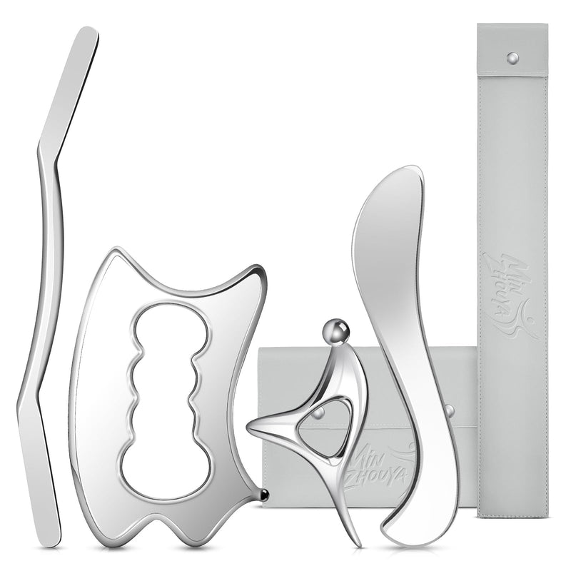[Australia] - Stainless Steel Gua Sha Muscle Scraper Tool, 4 in 1 Guasha Tool for Full Body, Metal Myofascial Release Tool, Scraping Tool Physical Therapy Equipment, Deep Tissue Muscle Massager Fascia Scraper 