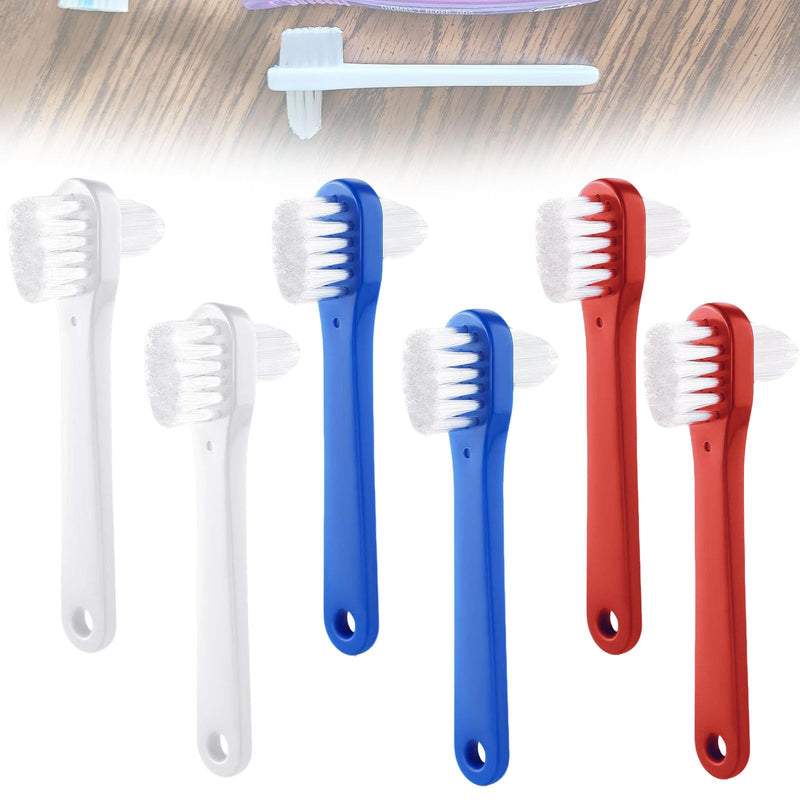 [Australia] - 6 Pcs Denture Brush for Adults Heavy Duty Bristles Toothbrush for Dentures Retainer Cleaner Effective Cleaning Tool for Appliances Removable Denture Care Brush Oral Hygiene Accessory 