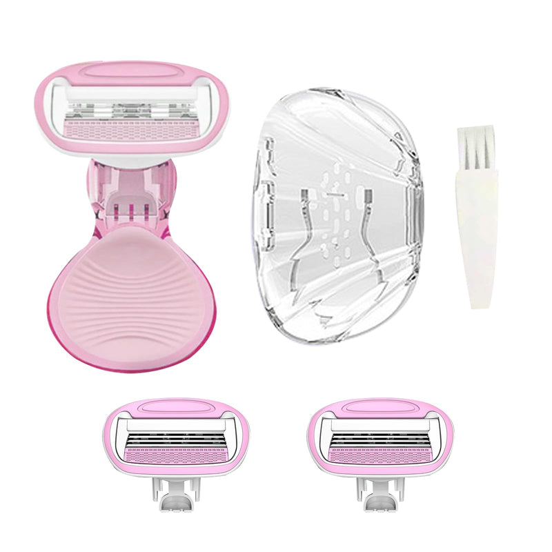 [Australia] - Travel Razors for Women, 1 Count, Sensitive Skin Travel Size Razor, 2 Mini Razor Refills, Beach Vacation Essentials Pink 