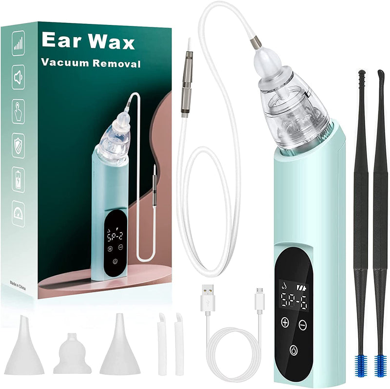 [Australia] - Ear Vacuum Wax Removal Tool, 6 Levels Electric Strong Suction Ear Vacuum Wax Remover, USB Charge Ear Cleaner Ear Wax Vacuum, Ear Wax Suction Remover Device for Adults and Kids (Blue) Blue 