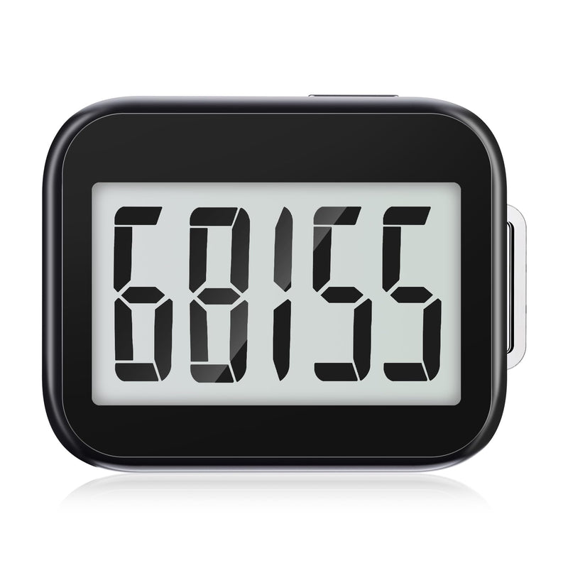 [Australia] - 3D Pedometer for Walking, Simple Step Counter with Removable Clip and Lanyard, Accurate Step Tracker with Large Display, Fitness Trackers for Men Women and Kids Black 