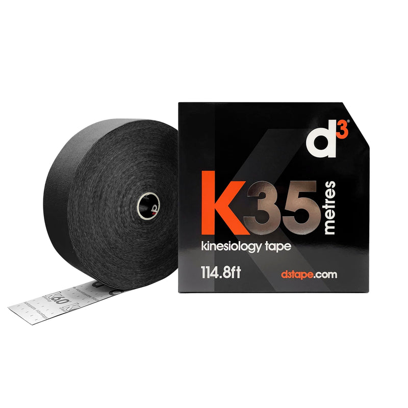 [Australia] - K35 Extra Long Kinesiology Tape Roll Black - 2in x 115ft Latex-Free Hypoallergenic Joint Muscle Sports Medical Injury Support 