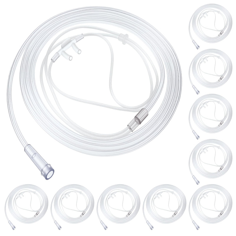 [Australia] - 10 Pack 7Ft Adult Oxygen Nasal Cannula, Soft Cannula Nasal Tubing for Adult, Oxygen Tubing with Soft Curved Nose Piece, High Flow Lightweight Transparent 