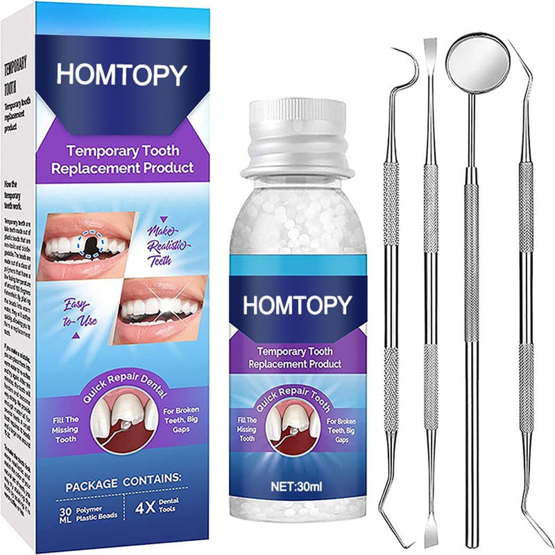 [Australia] - Tooth Provisional Teeth Kit, DIY Heat Fit Beads for Replacing Missing & Broken Teeth, Provisional Restoration & Denture Replacement White 1 Fl Oz (Pack of 1) 