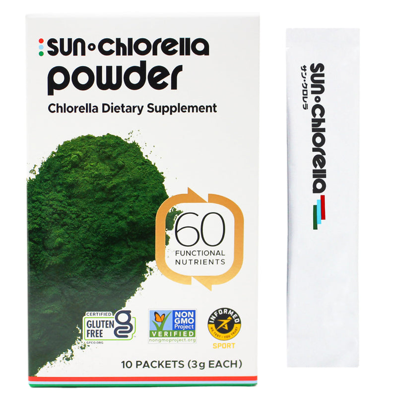 Sun Chlorella Powder 3g Single-Serve Packets, B12-Vitamin D Support, 10ct | Pulverized Cell Wall Unlocks 60+ Nutrients; Non-GMO Whole-Food Formula; Supports Immune & Digestive Health Herbal 10 Ounce (Pack of 1)