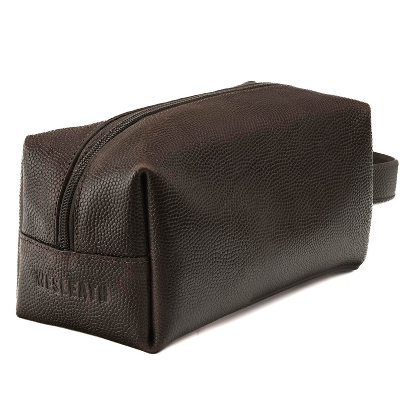 Leather Toiletry Bag for Men – Water Resistant Travel Dopp Kit - Premium Full Grain Leather Cosmetic Case- Perfect Gifts for Him - Mens Toiletry Bag (Chocolate) Chocolate