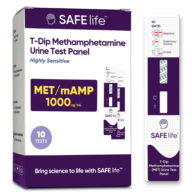 [10 Pack] Methamphetamine Urine Drug Test Dip Card, At-Home Test Kit, 1000 ng/ml Cutoff Level, OTC Use