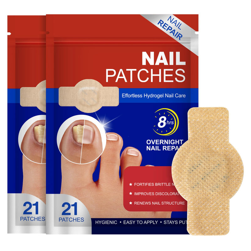Nail Patches for Toenails, 42PCS Hydrogel Nail Care Patches, Overnight Nail Support & Protection, Easy to Apply for Toenail & Fingernail 21 Count (Pack of 2)