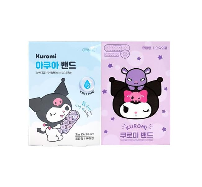 [Australia] - Kitty Friends Waterproof & Assorted Bandages ‚Äì 22 Count (Purple Kuromi Design, Sterile First Aid) 