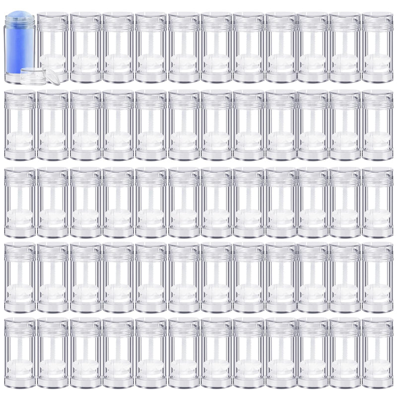 60 Pcs 30 ml Empty Deodorant Containers with labels Clear Plastic Twistup Filling Stick Refillable Bottles Round Bottomfill Balm Tubes Cylinder for Homemade DIY Lip Balm