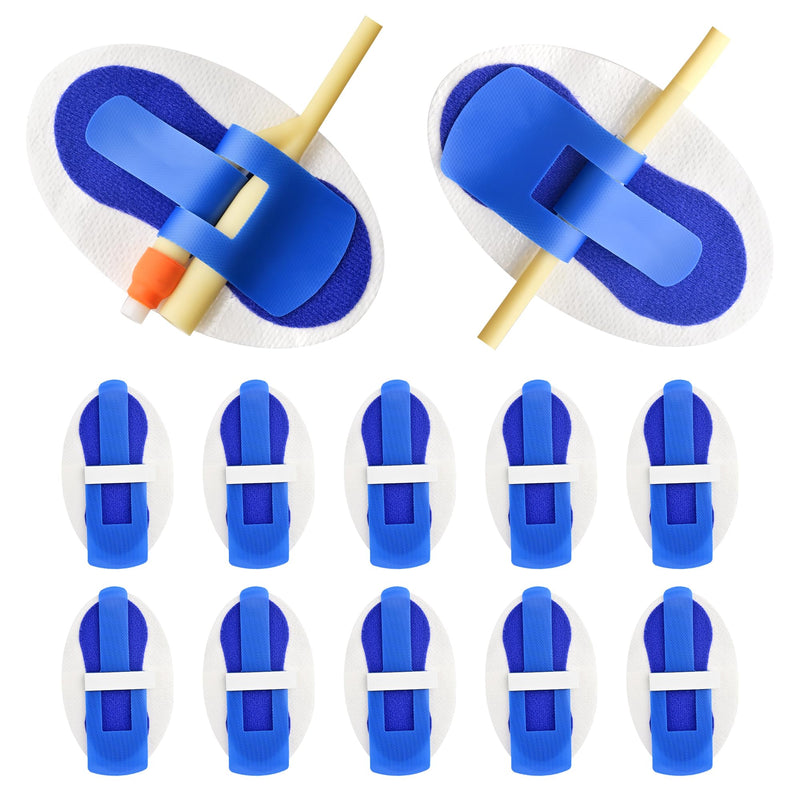 [Australia] - 10 Pcs Foley Catheter Stabilization Device, Urinary Leg Bag Catheter Tube Holder, Catheter Supplies for Single/Double/Feeding Tube, Adhesive Catheter Urinary Leg Bags Holder,Blue Blue 10 PCS 