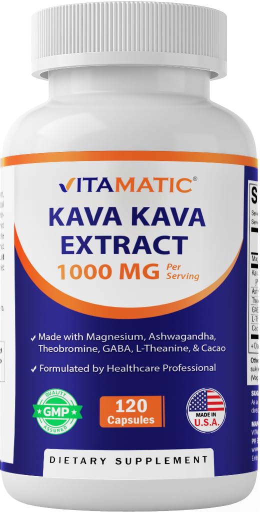 [Australia] - Vitamatic Kava Kava 1000mg with Magnesium, Ashwagandha, GABA, Theobromine, L-Theanine & Cacao ‚Äì 120 Veg Caps ‚Äì Kavalactones for Mood, Stress & Sleep Support. 
