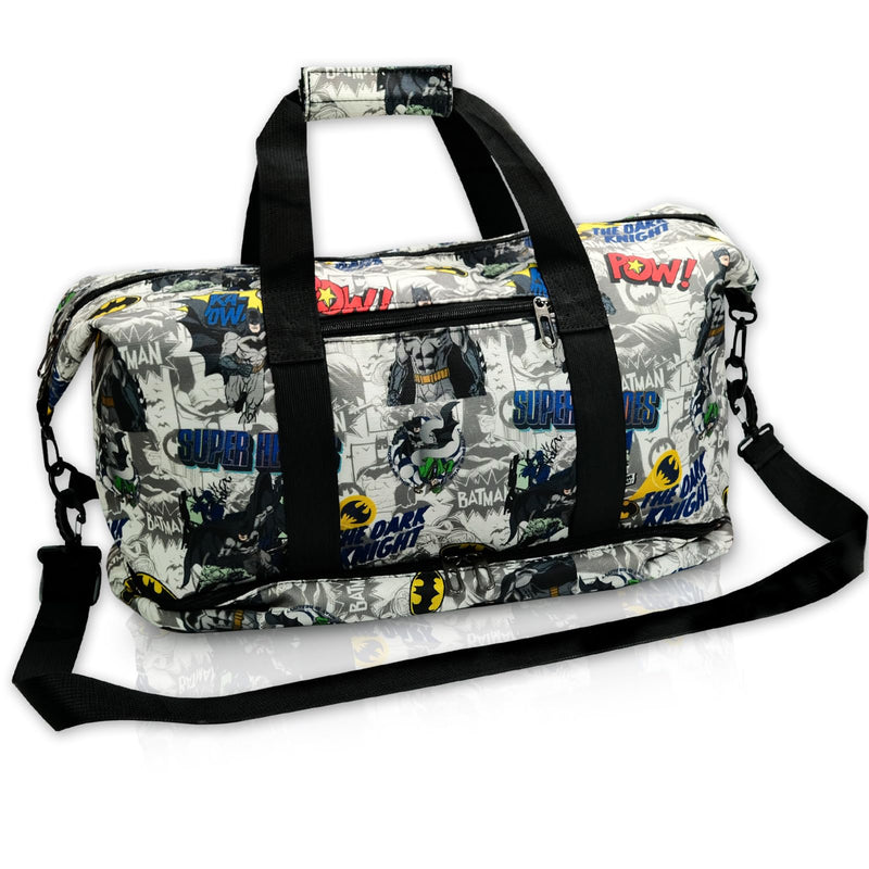 BATMAN Travel Duffle Bag, Waterproof Hero Gym Bag with Shoe Compartment | Batman Gifts for Boys, Teens & Men, Carry-On Sports Bag with Wet/Dry Pocket for Travel, Gym, Overnight Trips & Daily Use black-blue