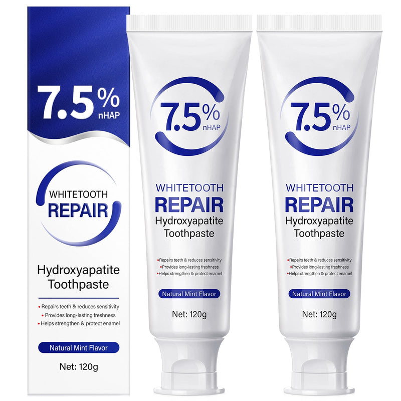[Australia] - 7.9% Nano Hydroxyapatite Toothpaste 2Pcs - Gum Care Strengthen, Repairs Teeth and Reduces Sensitivity, Provides Long-Lasting Freshness, Prevent Cavities, Naturally Whiter Teeth, Fluoride-Free 