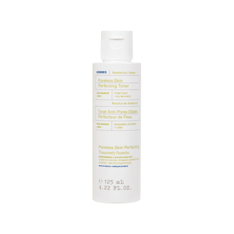 KORRES Santorini Grape Poreless Skin Perfecting Toner, 4.22 Fl Oz | With 2% Salicylic Acid, Vitamin B3 & Santorini Grape Extract; daily exfoliating toner, 4.22 Fl Oz.