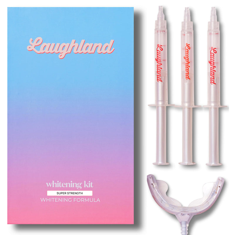 [Australia] - Super Strength Teeth Whitening Kit, LED Mouthpiece, 3 Whitening Gel Syringes, 11% Hydrogen Peroxide, Glycerin, Aloe Vera & Mint, at Home Dental Care, 6+ Treatments Super Strength 1 Count (Pack of 1) 