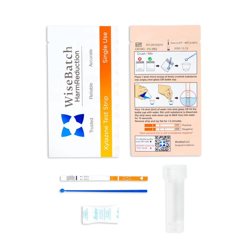 NEW Xylazine Test Strip Kit w/Instructions – WiseBatch Harm Reduction – Box of 5 Test Strips + Micro Scoop & Test Receptacle – Most Sensitive Test Strip on the Market 500ng/ml Cutoff – ±99% Accurate