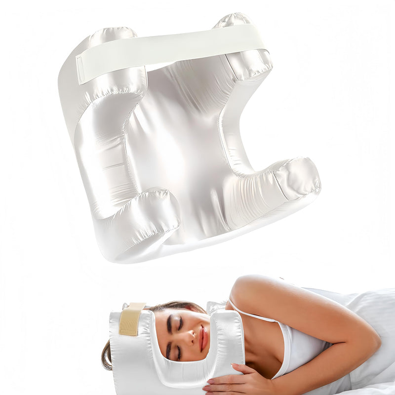 [Australia] - Face Pillow for Wrinkles, Anti Wrinkle Pillow with Cooling Silk Pillowcase, Beauty Pillow for Sleeping Face Down and Back Sleeping (White) 