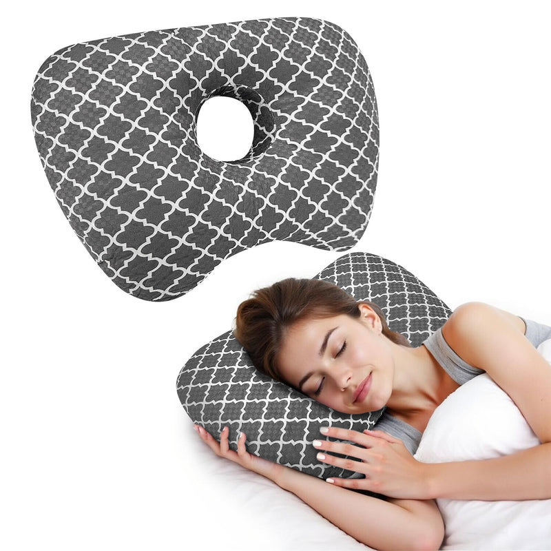 [Australia] - Ear Piercing Pillow with Ear Hole for Side Sleeper Relief Ear Pain,Cotton and Polyester Ear Pillows,Washable Ear Guard Pillow 