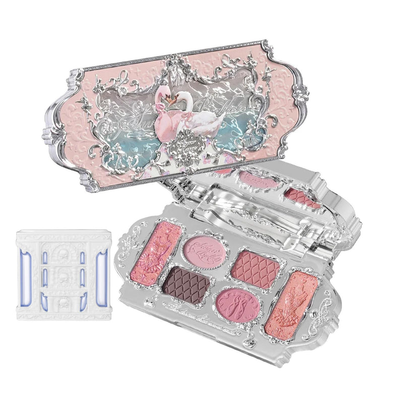 [Australia] - Flower Knows Swan Ballet Six-Color Makeup Palette,Eyeshadow,Blush,Highlighting & Contour All-in-One Face Makeup Palette 03+Fridge Magnet Set,with 4 Matte+2 Shimmer Neutral Shades 