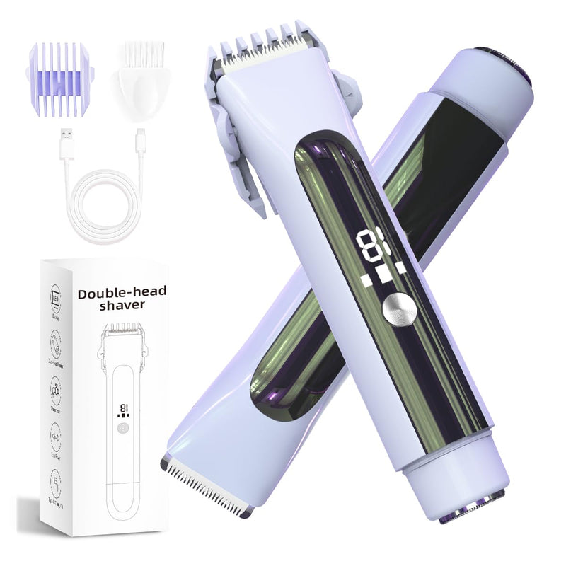 [Australia] - Electric Shaver for Women,2-in-1 Painless Hair Removal & Trimmer, IPX7 Waterproof for Shower Use for Face & Body Smooth Skin with LED Display, Rechargeable Razor for Travel Use Purple 