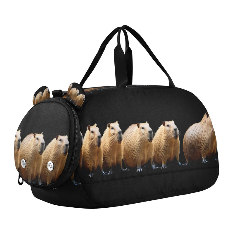 Duffle Bag for Boys or Girls with Shoes Compartment, Funny Capybara Sports Travel Bag Overnight Multicolor 1
