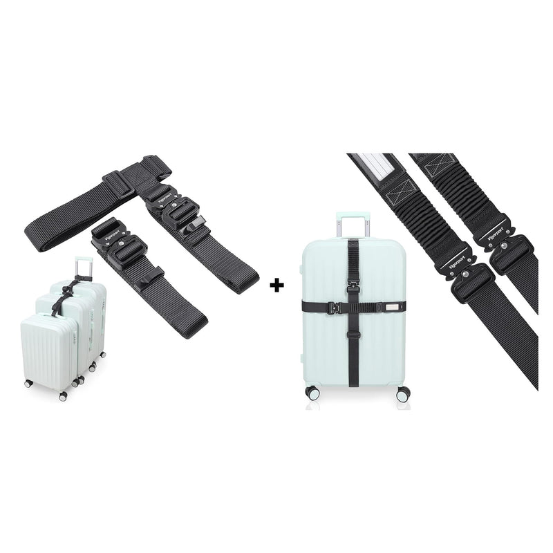 Luggage Straps for Suitcase, Add A Bag Adjustable Attachment Accessories for Connect Your 3 Luggage Together, Luggage Straps with Stretch Part, Suitcase Belt TSA Approved