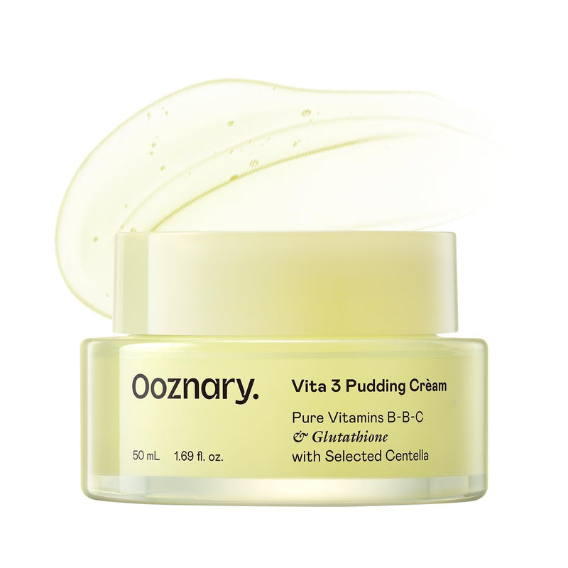 Vita 3 Pudding Cream for Radiant Glowing Skin and Improving Skin Tone with Vitamin C and Glutathione plus Niacinamide | Korean Moisturizer | 1.69 fl.oz 50ml