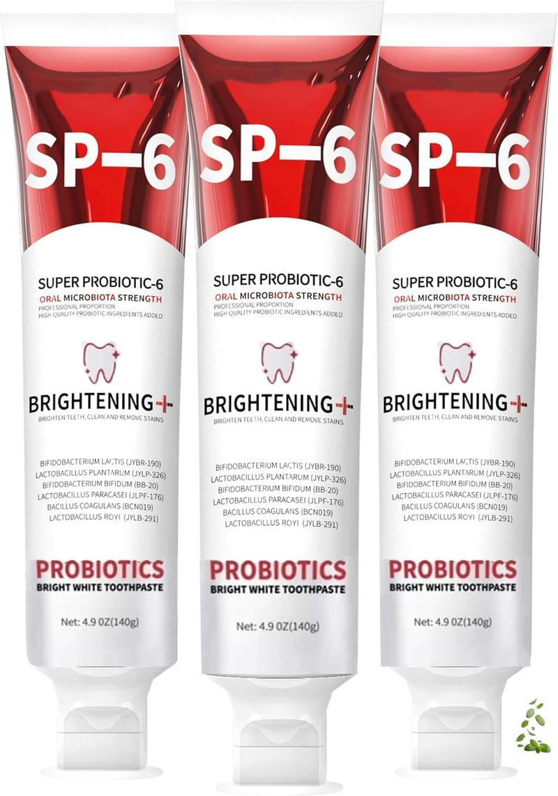 [Australia] - Sp-6 Probiotic Whitening Toothpaste, Sp-6 Ultra Whitening Toothpaste, Contains 6 Probiotics, Fluoride Free, Mint Fresh Flavor！ (3pc) 
