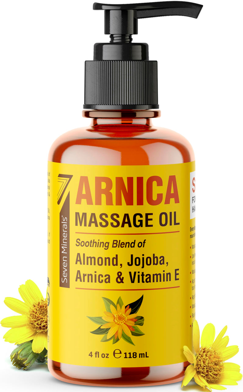 [Australia] - Seven Minerals Arnica Sore Muscle Massage Oil for Massage Therapy - 4 oz - Ideal for Professional or at-Home Body Massage. 4 Fl Oz (Pack of 1) 