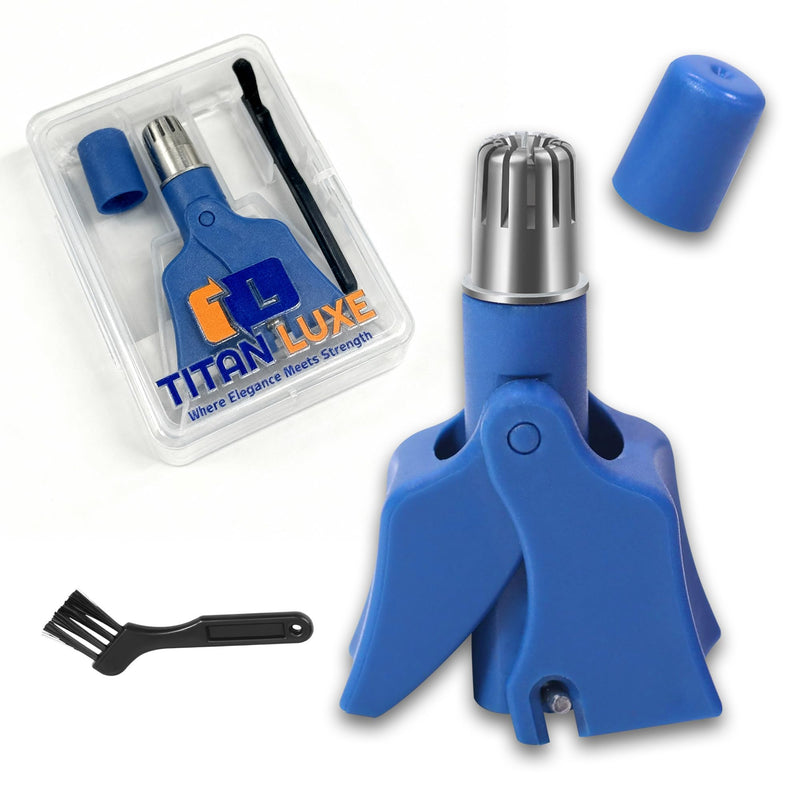 Stainless Steel Hair Trimmer for Men and Women | Manual Nose and Ear Hair Trimmer | Nose Clippers, 360° Rotating Hair Trimmers | Washable Nose Hair Remover Blue (Abs Plastic) 1