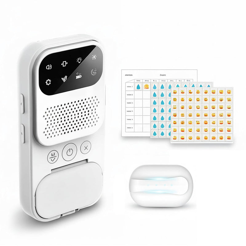 [Australia] - Bed Wetting Alarm for Boys, Wireless Bedwetting Alarm with Adjustable Volume, 8 Modes Bed Wetting Solutions for Kids, White Noise for Sleep, Night Lighting, Include Progress Card and Stickers 