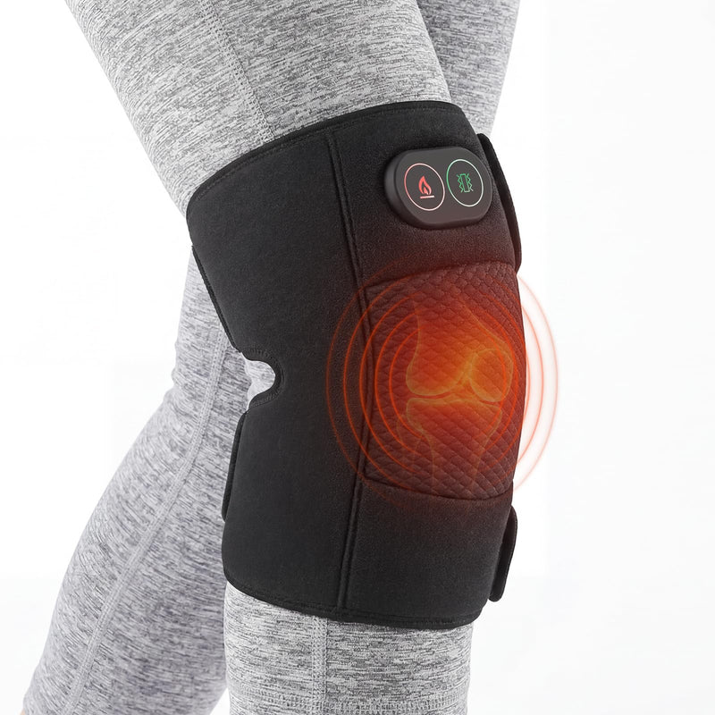 Knee Massager, Cordless Knee Heating Pad for Knee Pain Relief, Heated Knee Brace with Heat and Vibration Massage 30 Minutes Auto-off, Gifts for Seniors Women Men(Single)