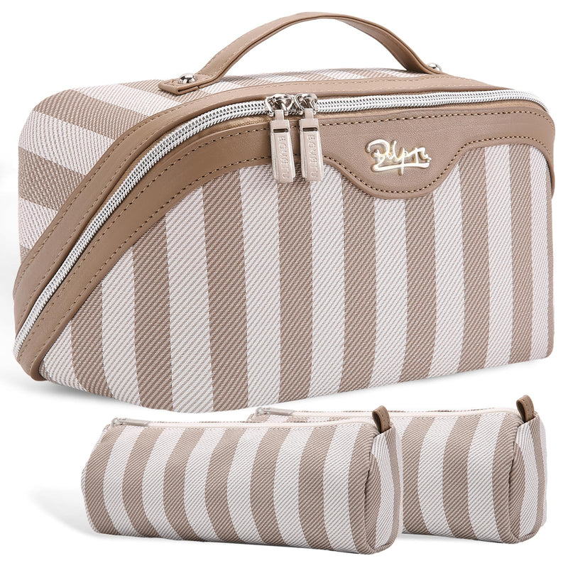 BOYATU Travel Makeup Bag Cosmetic Bags for Women: 3-Piece Makeup Bag Set (B-7-Apricot)