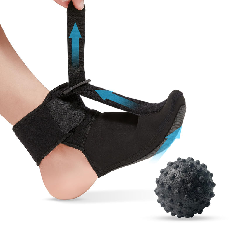 [Australia] - Plantar Fasciitis Night Splint Brace with Massage Ball, Relieves Foot Drop and Achilles Tendonitis, Adjustable Straps, Soft & Comfortable Sleep, Night Splint for Plantar Fasciitis Women & Men, Medium 