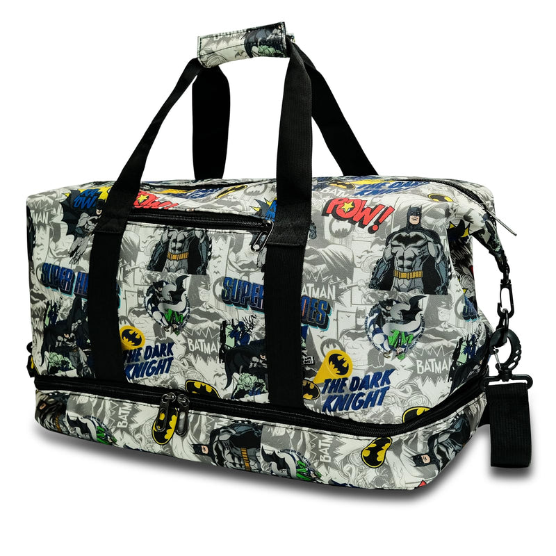 Batman Duffle Bag, Super Hero Travel Bag Gift for Man Boys | Adjustable Shoulder Strap, Shoe Compartment, Waterproof Graffiti