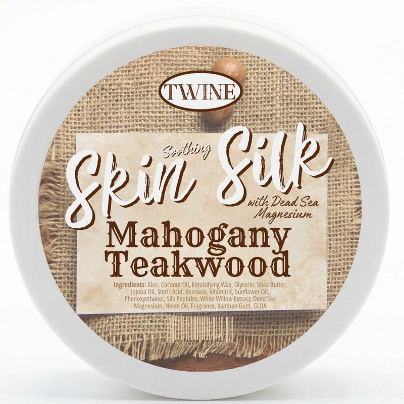 TWINE Silk Peptides + Magnesium Moisturizing Body Butter - Deep Hydration Whipped Moisturizer with Shea Butter and Coconut Oil - Mahogany Teakwood Skin Silk- 4 oz