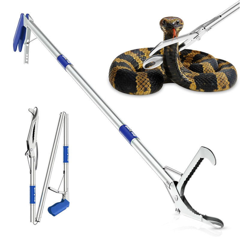 [Australia] - 2025 Upgrade PowerGrip T9, Grabber Reacher Tool, Wide Jaw, Foldable, Steel Cable, with 96 Grip Points for Firm Grip, 32" with Magnet (Blue, 50) 50" Blue 