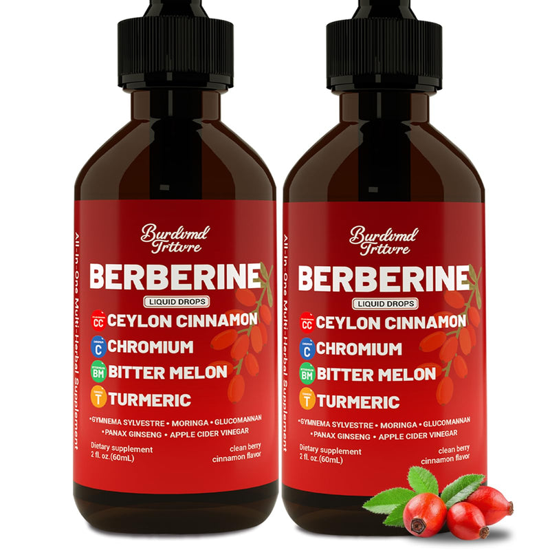 [Australia] - Berberine Drops with Ceylon Cinnamon Supplement, Berberine HCL, Chromium, Bitter Melon & Turmeric Liquid Drops for Immune Health & Metabolic Support, Fast Absorption - 4 fl oz 