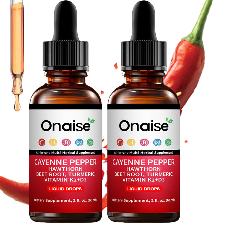 [Australia] - Cayenne Pepper Drops,2 Pack Cayenne Supplement with Hawthorn Berry, Vitamin D3 K2 Beet Root Powder, Ceylon Cinnamon, Turmeric Curcumin, Organic Panax Ginseng, Berberine Extract 