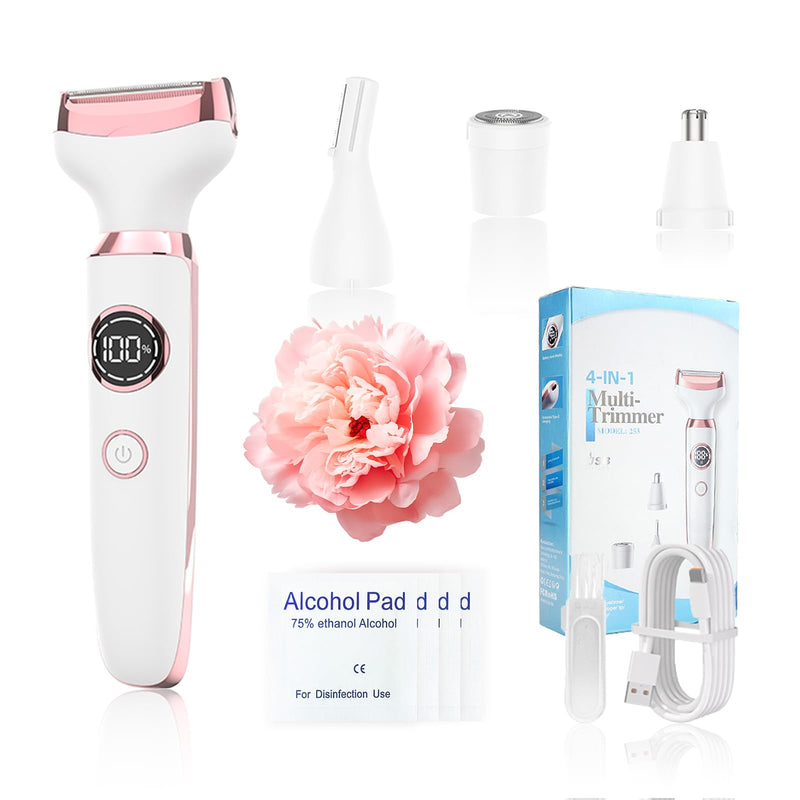 Womens Personal Groomers，4-in-1 Electric Razor， face Razors&Nose Trimmer Women-Personal Shaver for Women